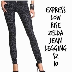 Express black leopard print zelda jean legging size 10